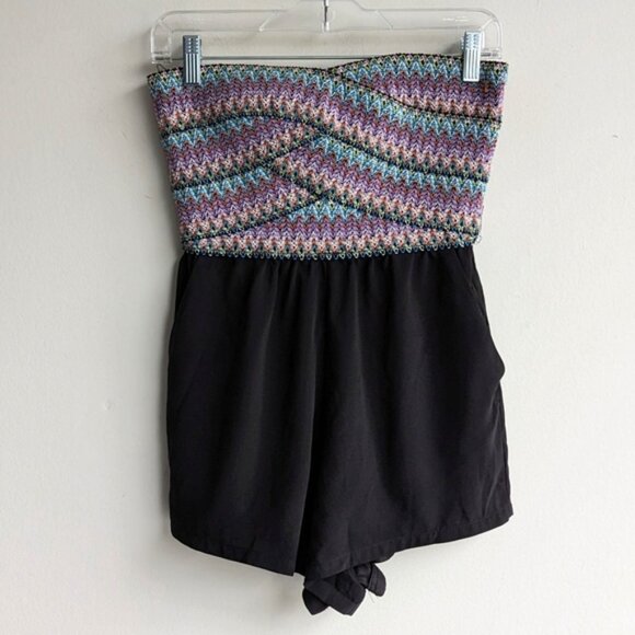 WOW Couture embroidered strapless tube romper - Picture 1 of 8